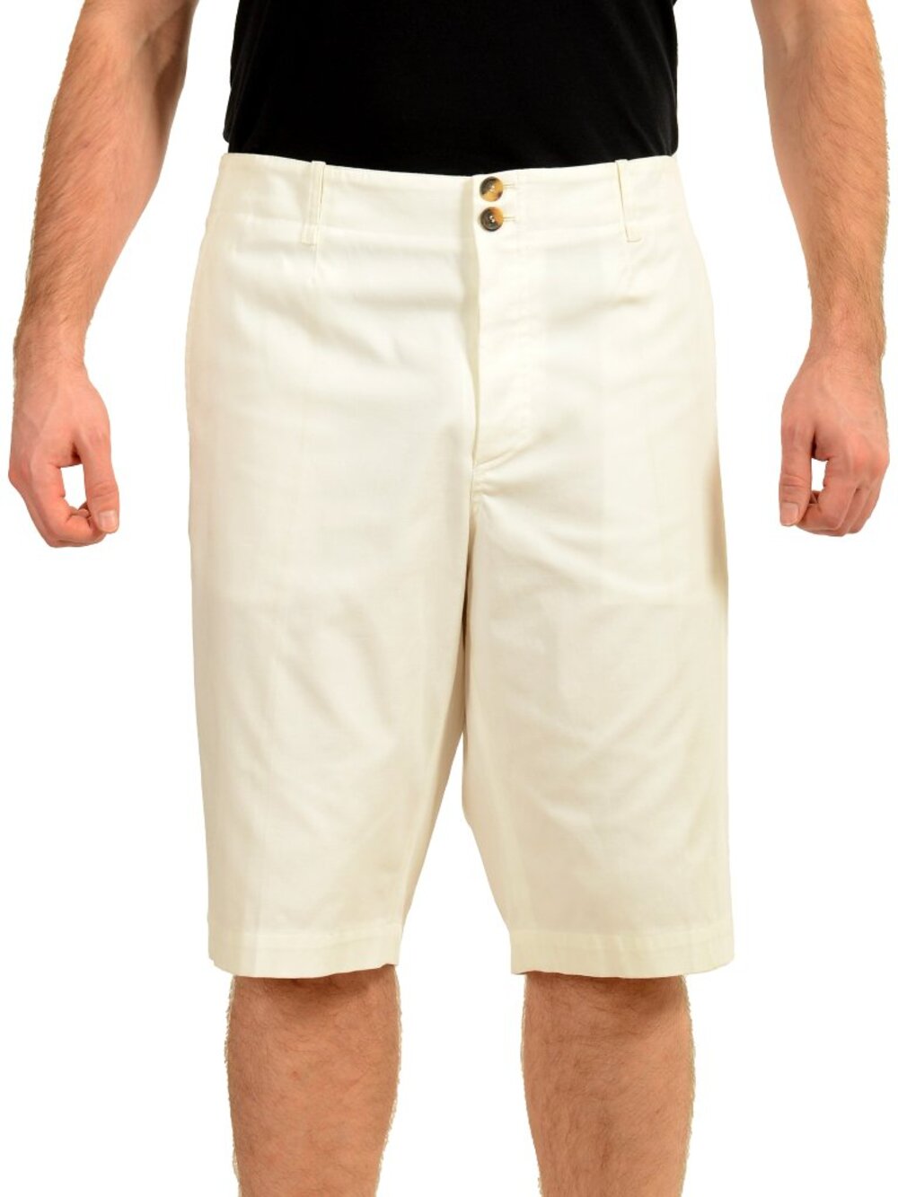 Malo Men's Ivory Flat Front Bermuda Shorts US 40 IT 56